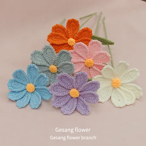 Bouquet di Fiori Gesang in Lana all'Uncinetto Fatto a Mano Fiore Artificiale Lavorato a Maglia Finito Decorazione Soggiorno Regalo Per Fidanzata