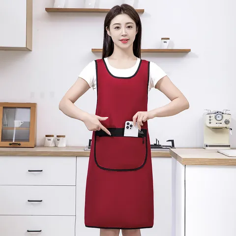 Delantal de Trabajo Impermeable Para Mujeres Con Bolsillo Con Cremallera - Correas Cruzadas Ajustables - Delantal Antigrasa Para Cocina Jardinería