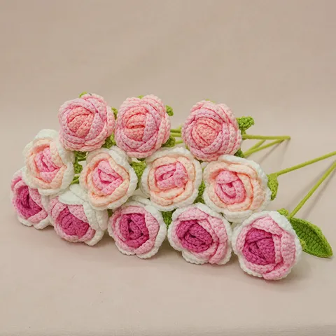 Bouquet di Fiori Artificiali di Rosa Sfumata Fatto a Mano Decorazione per la Casa Centrotavola Festa Regalo