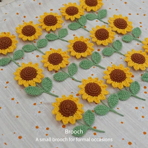 Spilla Girasole Lavorata a Mano Filato Spilla Fiore Uncinetto Ornamento Appeso Accessori Moda Per Donna Uso Quotidiano