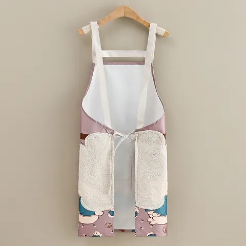 Delantal Impermeable Cocina Babero Poliéster Conejo Laminado Estampado Bolsillo con Cremallera con Toalla para Mujeres Hombres