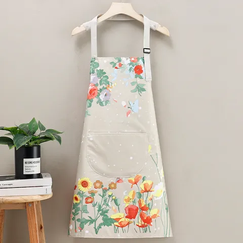Delantal de Cocina Impermeable Para Mujeres Hombres Cocinar Estampado Floral Ropa de Chef