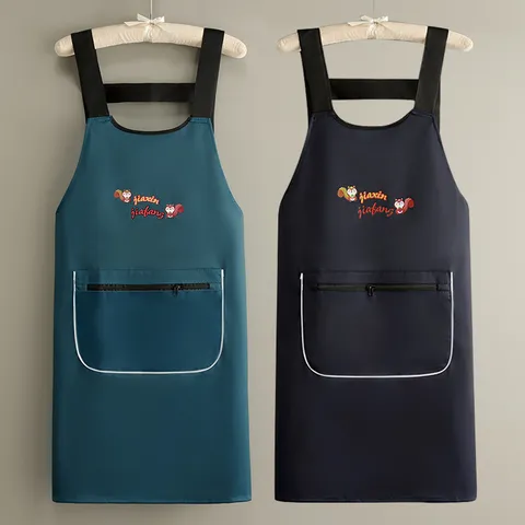 Delantal de Cocina Impermeable y Resistente al Aceite Lindo Estampado de Conejo de Dibujos Animados Correa Cruzada Ajustable Delantal de Cocina para el Hogar para Mujeres