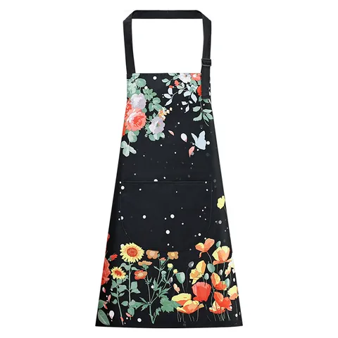 Delantal de Cocina Impermeable Para Mujeres Hombres Cocinar Estampado Floral Ropa de Chef
