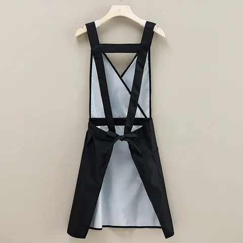 Delantal Impermeable Estilo Coreano Cocina Casera Cocinar Antifouling Ropa de Trabajo Delantal Princesa Cuello en V Con Bolsillos