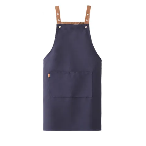 Waterproof Polyester Canvas Work Apron With Adjustable Cross Back Straps Large Pockets Kitchen Apron For Men Women