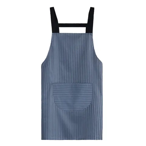 Delantal de Cocina Impermeable y A Prueba de Aceite con Bolsillos Limpiamanos Correa en H Ajustable Delantal de Cocina a Rayas para el Hogar