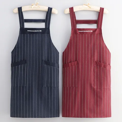 Delantal de Cocina de Algodón para Mujeres Hombres Correa Cruzada Ajustable Impermeable Cocina Horneado Ropa de Trabajo con Bolsillos Dobles