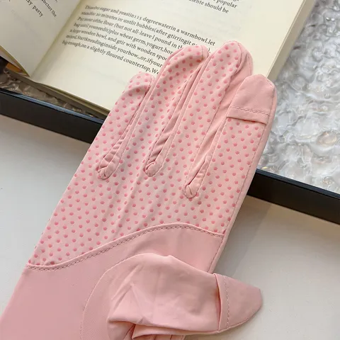 Women Summer Ice Silk Sun Protection Gloves Outdoor Cycling Driving Non Slip Open Finger Touch Screen UV Protection Gloves