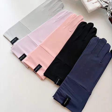 Women's Summer Ice Silk Sun Protection Gloves UV Protection Driving Non-Slip Touch Screen Mid-Long Gloves