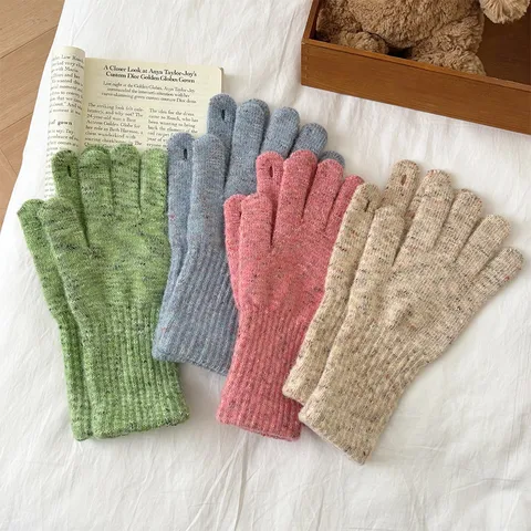 Women Winter Warm Knit Gloves Faux Alpaca Cashmere Feel Touch Screen Thickened Long Stretch Casual Mittens