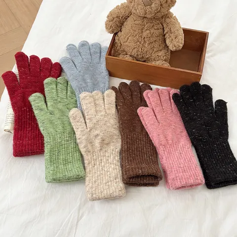 Women Winter Warm Knit Gloves Faux Alpaca Cashmere Feel Touch Screen Thickened Long Stretch Casual Mittens