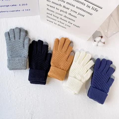 Winter Warm Touchscreen Gloves For Women Men Thickened Imitation Cashmere Knit Full Finger Cold Weather Gloves