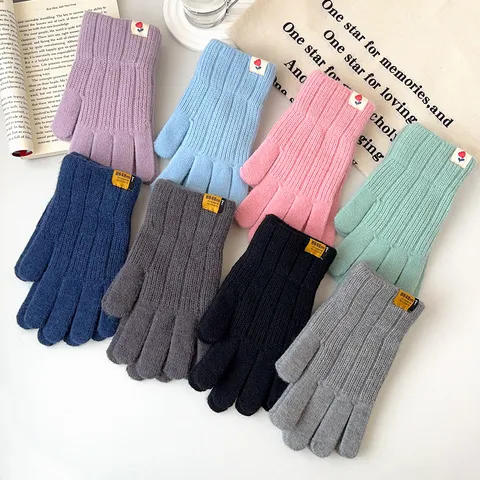 Winter Thermal Knitted Touch Screen Gloves For Men And Women Thickened Cold-Proof Cycling Driving Imitation Alpaca Velvet