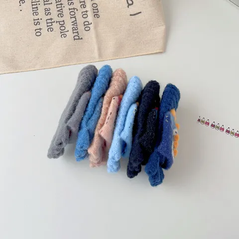 Boys Winter Warm Knitted Gloves Cute Cartoon Dinosaur Half Finger Flip Cover Design Kids Thermal Gloves
