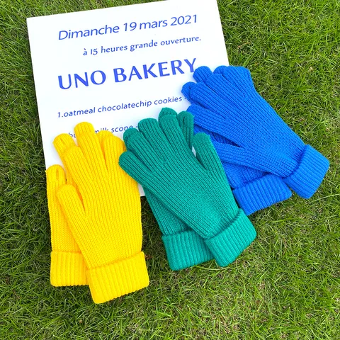 Guantes de Punto Cálidos de Invierno para Mujer Acrílico Color Sólido Táctil Puño Extendidos Casuales para Clima Frío