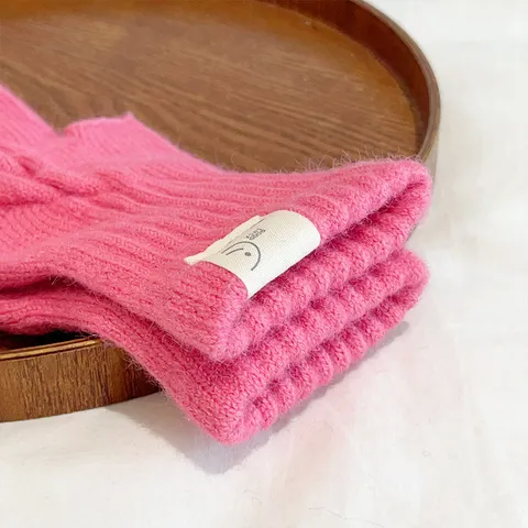 Women Winter Warm Half Finger Knit Gloves Solid Color Twisted Cable Knit Mittens Convertible Fingerless Gloves