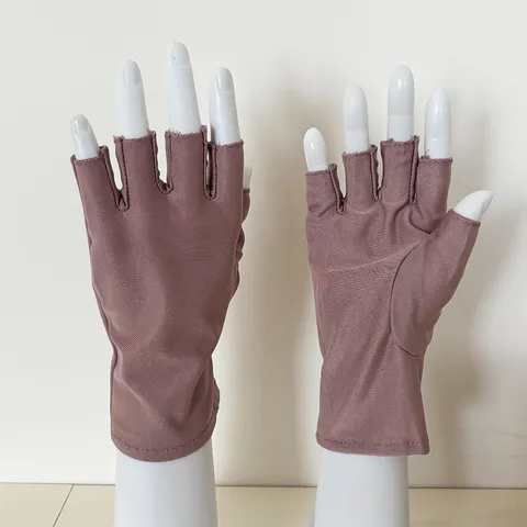 Women Sun Protection Gloves Half Finger Thin Breathable Spandex Solid Color Outdoor Driving UV Protection Gloves
