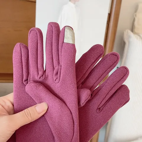 Women Winter Warm Gloves German Velvet Touch Screen Windproof Cute Bowknot Fashion Casual Outdoor Thermal Gloves