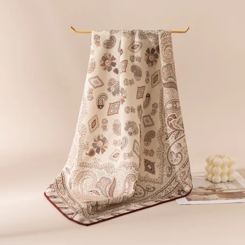 Sciarpa Quadrata Con Stampa Paisley Vintage Da Donna Misto Lana E Seta Di Gelso Sciarpa Decorativa Calda Per Autunno Inverno
