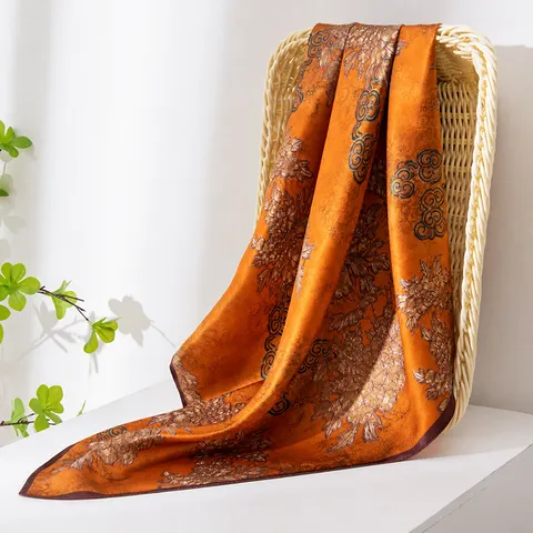 Pañuelo De Seda De Morera Para Mujer Moda Lujo Estampado Cuadrado Pañuelo Elegante Floral Para La Cabeza Para Commute Diario