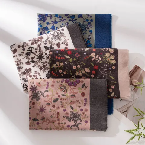 Bufanda Estampada de Moda para Mujer de Poliéster Imitación Cachemira Borla Chal Cálido Otoño Invierno Diseño Casual Commuting