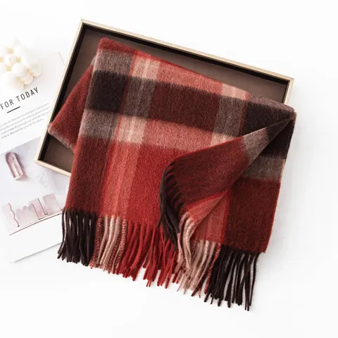 Bufanda de Cachemira Cálida de Invierno para Mujer Cuadros Clásicos Borla Envoltorio Casual Minimalista Moda Suave Chal Pashmina