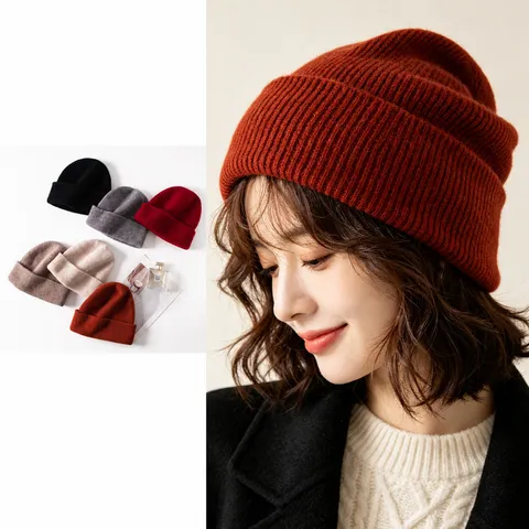 Unisex Otoño Invierno Color Sólido Cálido Tejido Lana Sombrero Casual Versátil Commuter Beanie Gorro Para Hombres y Mujeres
