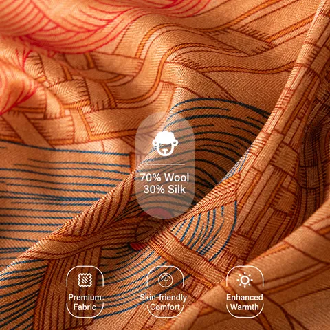 Pañuelo Triangular de Mezcla de Seda y Lana para Mujer Elegante Estampado Geométrico Chal de Moda Pañuelo Versátil para Uso Diario