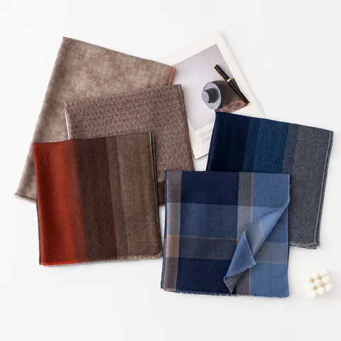 Bufanda de Cachemira Cálida de Invierno Para Mujeres Hombres A Cuadros Modo Chal Suave Clásico Cuello Largo Envolver Regalo