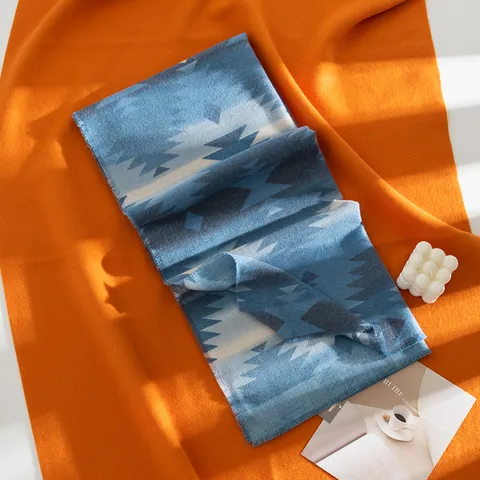 Bufanda de Imitación de Cachemira Estampado Geométrico Vintage Otoño Invierno para Mujer Borlas Chal Cálido Suave Moda Bufanda Larga