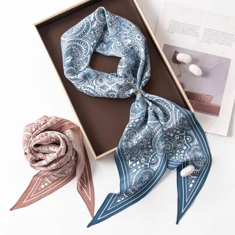 Bufanda de Seda de Morera de Moda para Mujer Elegante Estampado Patrón Barroco Largo Ligero Bufanda para Diario Regalo
