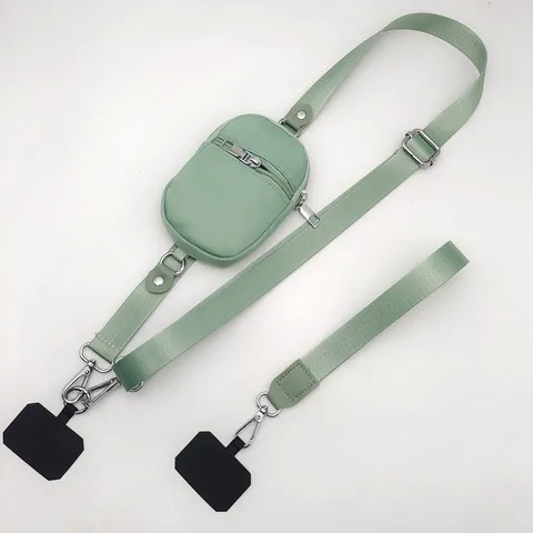 Nylon Crossbody Phone Lanyard With Detachable Mini Pouch Adjustable Neck Strap Multi-functional Phone Hanging Rope