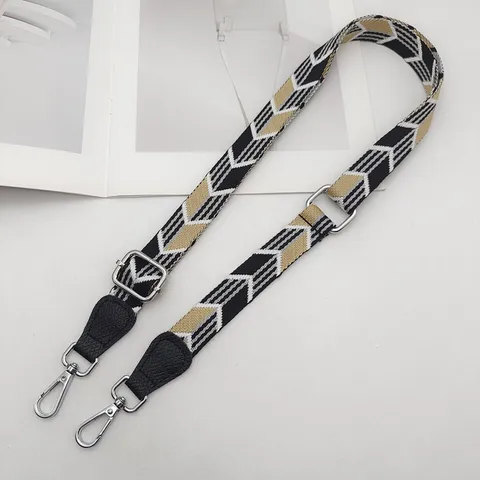 Nylon Vervangende Tasriem Verstelbare Schouderriem Geometrisch Patroon Jacquard Handtassengordel met Metalen Haken