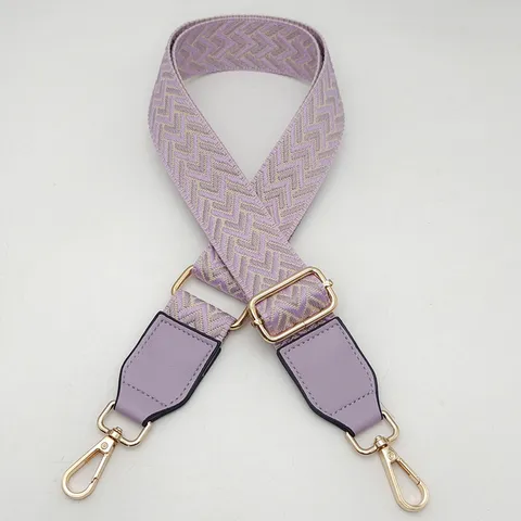 Wide Woven Bag Strap Replacement Adjustable Crossbody Shoulder Strap Colorful Wave Pattern PU Leather Purse Strap