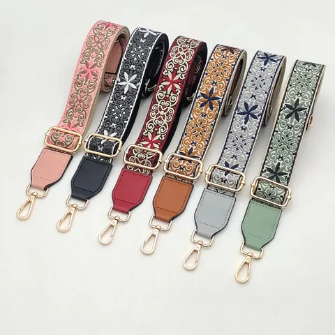 Correa de Bolso de Repuesto Ancha Bordada de Estilo Étnico Vintage con Correa Ajustable Accesorios