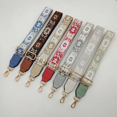 Correa de Bolso Cruzado de Tejido Jacquard Vintage Étnico para Mujer Reemplazo Ajustable con Gancho de Metal