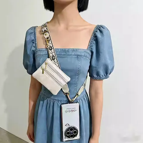 Multifunctioneel Geweven Telefoon Koord Crossbody Nakkband Telefoonhoes Ketting Band