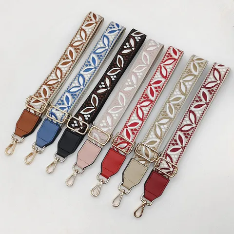 Tracolla Larga per Borsa in Jacquard Colorato Sostituzione Regolabile con Pelle PU e Hardware in Metallo