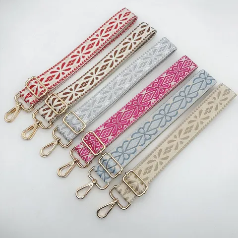 Adjustable Woven Bag Strap Ethnic Geometric Embroidered Replacement Crossbody Purse Strap Wide Shoulder Strap