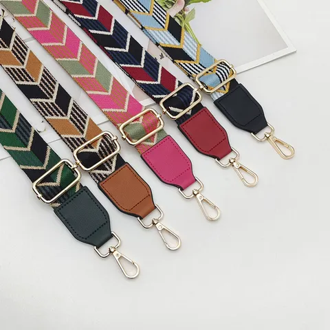 Wide Bag Strap Replacement Adjustable Crossbody Shoulder Strap Colorful Woven Bag Accessories For Handbags Purses