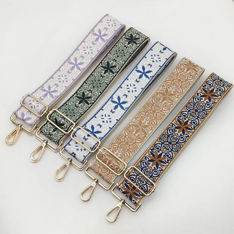 Ethnic Style Embroidered Jacquard Replacement Bag Strap Adjustable Crossbody Shoulder Strap Woven Fabric Strap Accessories