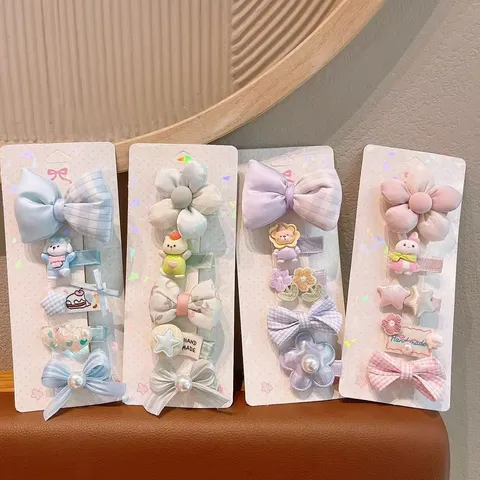 Set Mollette per Capelli Cartoon per Bambini Carino Resina Floreale Fiocco Animale Fermaglio per Ragazze Dolci Accessori Giornalieri