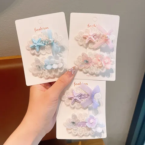 Fermagli per Capelli in Pizzo con Fiocco e Begonia Dolci per Ragazze Graziosi Fermagli Laterali Accessori per Capelli alla Moda per Donne