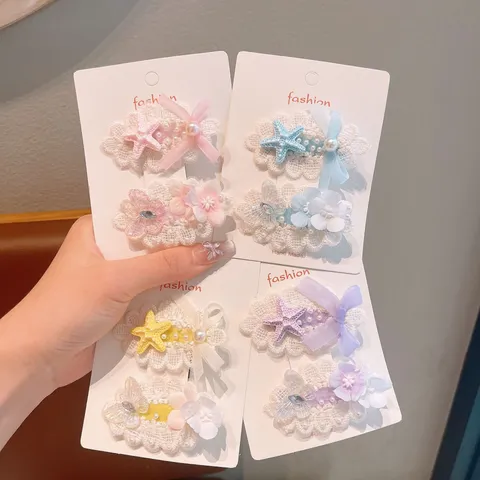 Fermagli per Capelli in Pizzo con Fiocco e Begonia Dolci per Ragazze Graziosi Fermagli Laterali Accessori per Capelli alla Moda per Donne