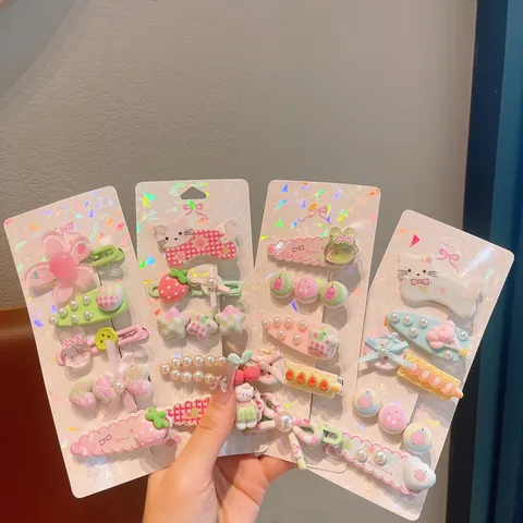 Fermagli per Capelli per Bambini Cartone Animato Carino Acrilico Floreale Fiocco Forcine Dolce Sfumatura Mollette Accessori per Styling per Piccole Ragazze
