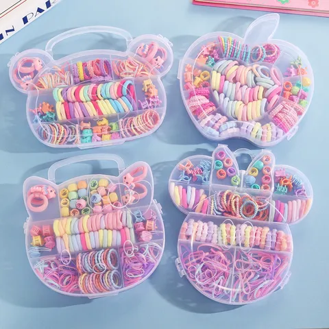 Set Accessori Capelli per Bambini Carino Scatola di Immagazzinaggio del Fumetto Elastici per Capelli