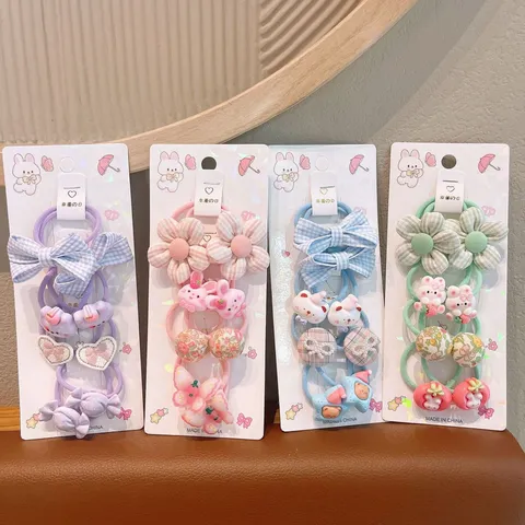 Bambini Carino Fiore Elastici per Capelli Set Dolce Cartone Animato Fiocco Elastici Accessori Quotidiani Per Bambina Acconciatura