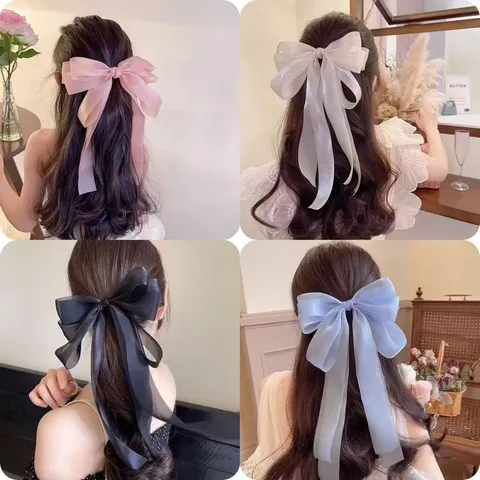 Grande Molletta per Capelli con Fiocco Organza Accessori per Capelli da Principessa Dolce per Donne e Ragazze Styling Elegante