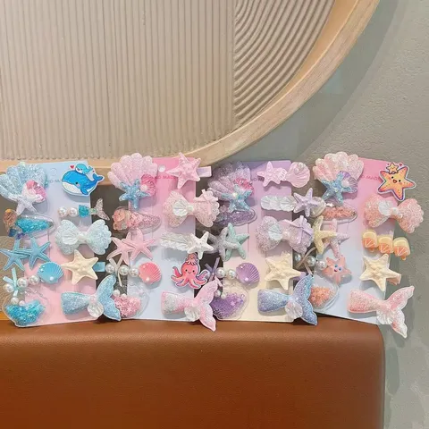 Bambini Carino Serie Oceano Fermagli per Capelli Cartone Animato Stella Marina Medusa Fiocco Forcine Glitter Resina Accessori